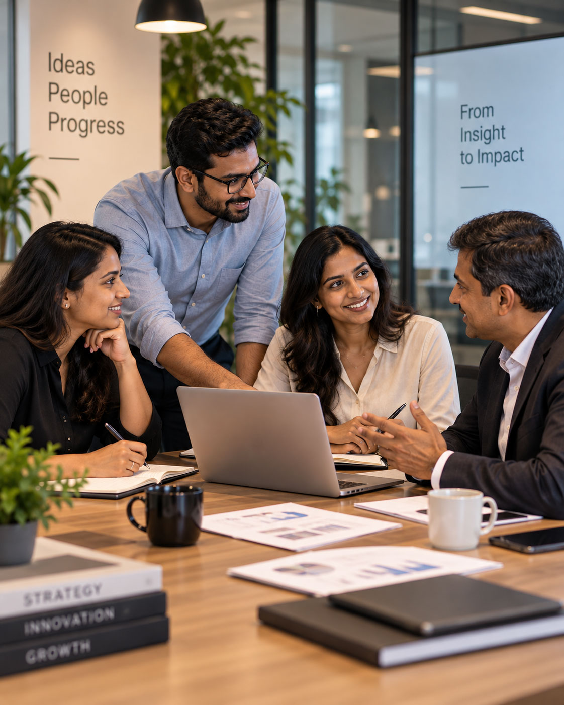 Team collaborating with a client